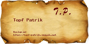 Topf Patrik névjegykártya